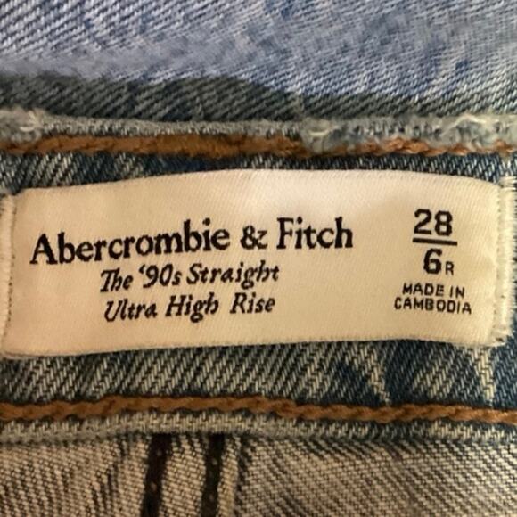 Abercrombie & Fitch The 90's Straight Women's Blue High Rise Denim Jeans Size 6 - Picture 4 of 5
